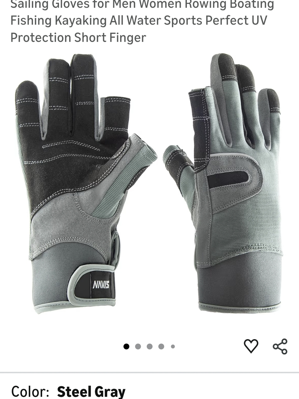 Steel Gray Water Sports Gloves with Short Fingers